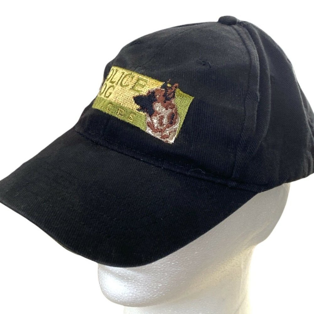Vintage Hat Police Dog Services Black Baseball Cap Adjustable 90s Y2K Streetwear